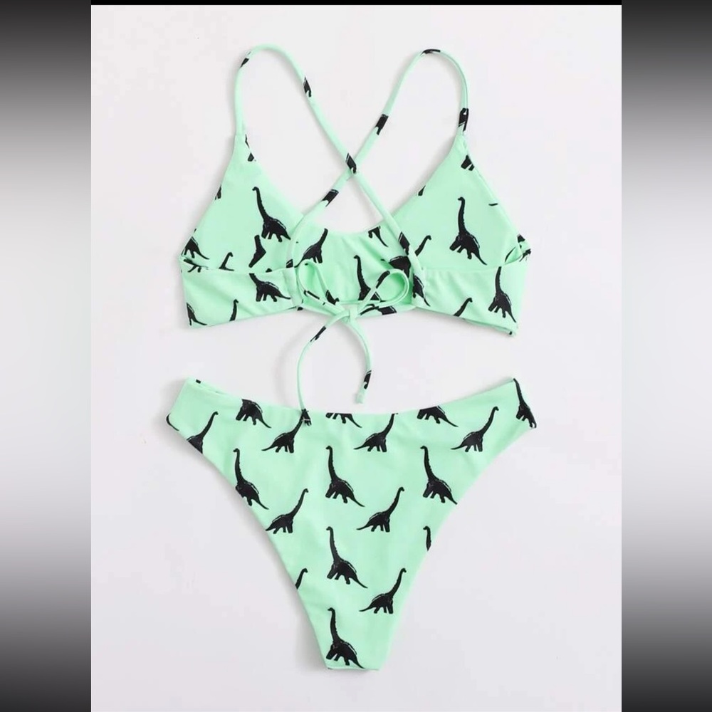 Teal dinosaur bikini